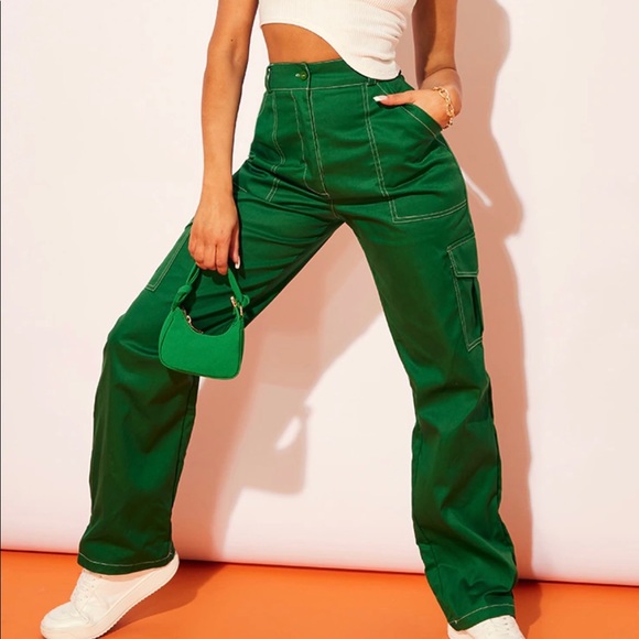 Bershka | Jeans | Green Bershka Cargo Pants | Poshmark